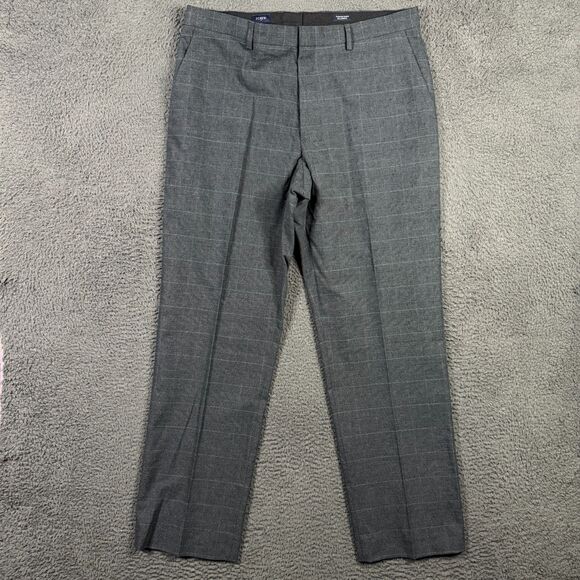 J Crew Pants Mens 35x32 Gray Plaid Thompson Classic Fit Chinos Preppy NWT - Picture 1 of 15